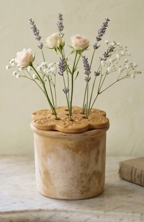 Cache pot fleuri